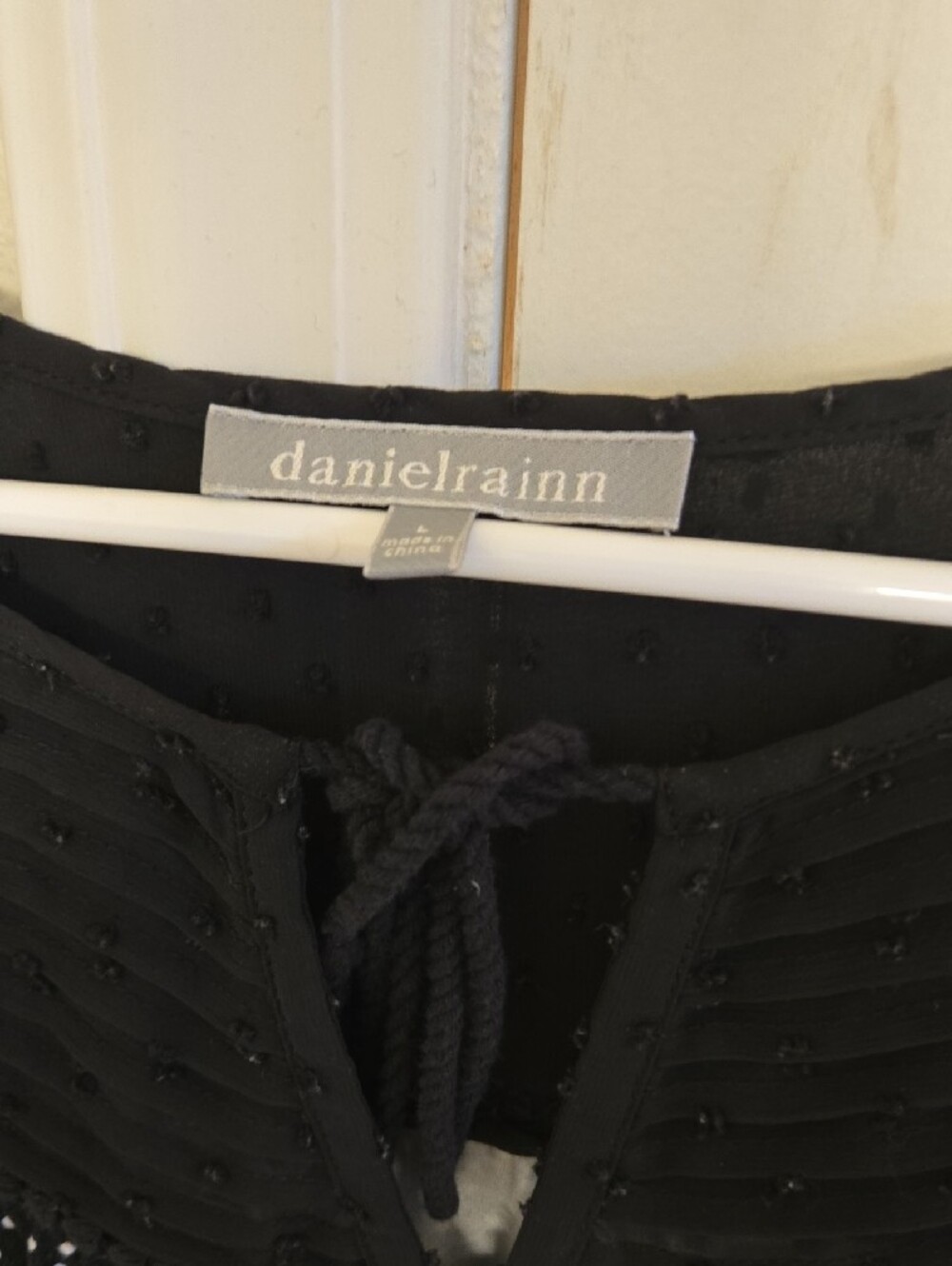 Daniel Rainn Black Textured Tie-Front Top - Picture 2 of 4